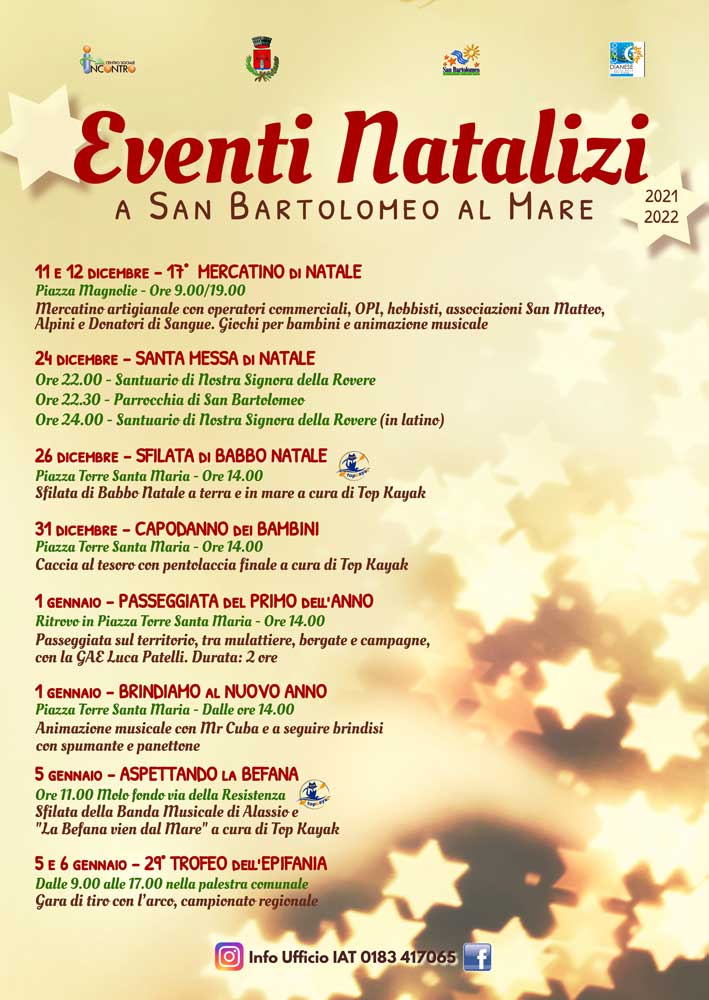 Locandina Eventi natalizi 2021/22 San Bartolomeo al Mare