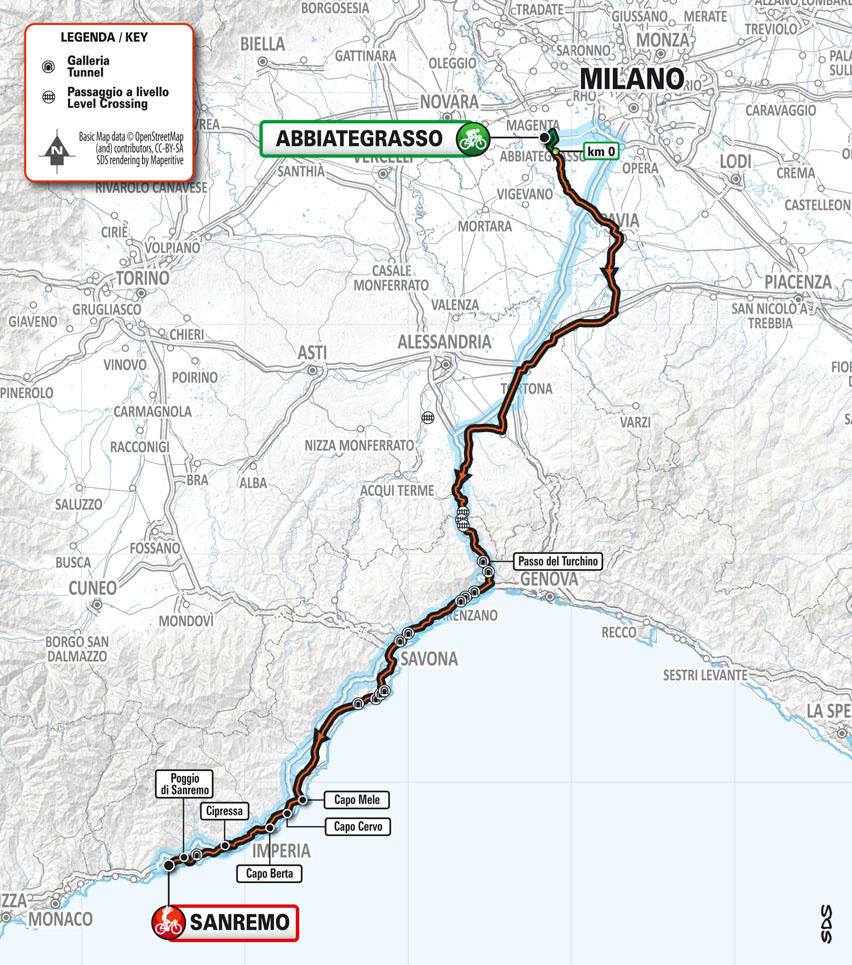 percorso Milano Sanremo 2023